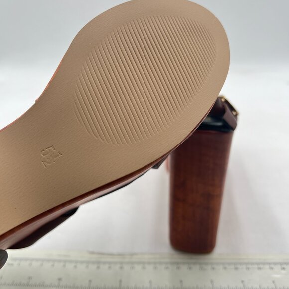 miss left Brown Crisscross Strap Open Toe Slingback Adjustable Buckle Sandals - Picture 6 of 8